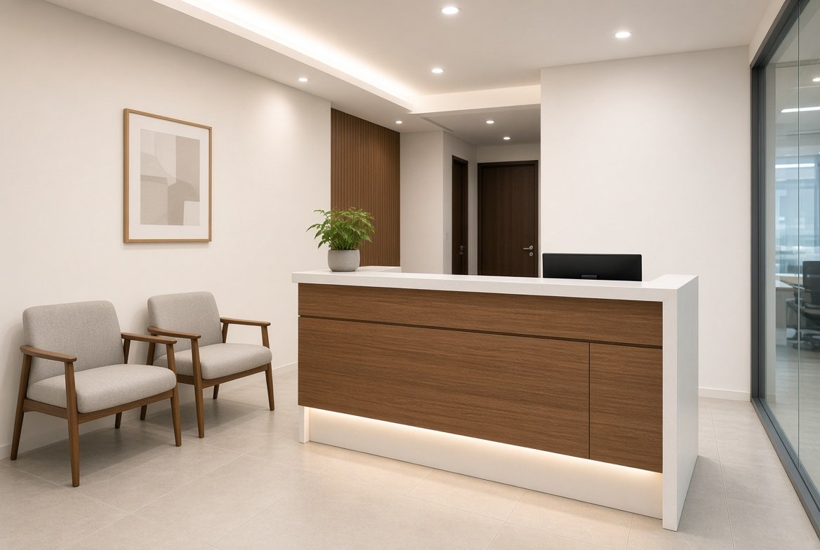 Office reception counter in timber